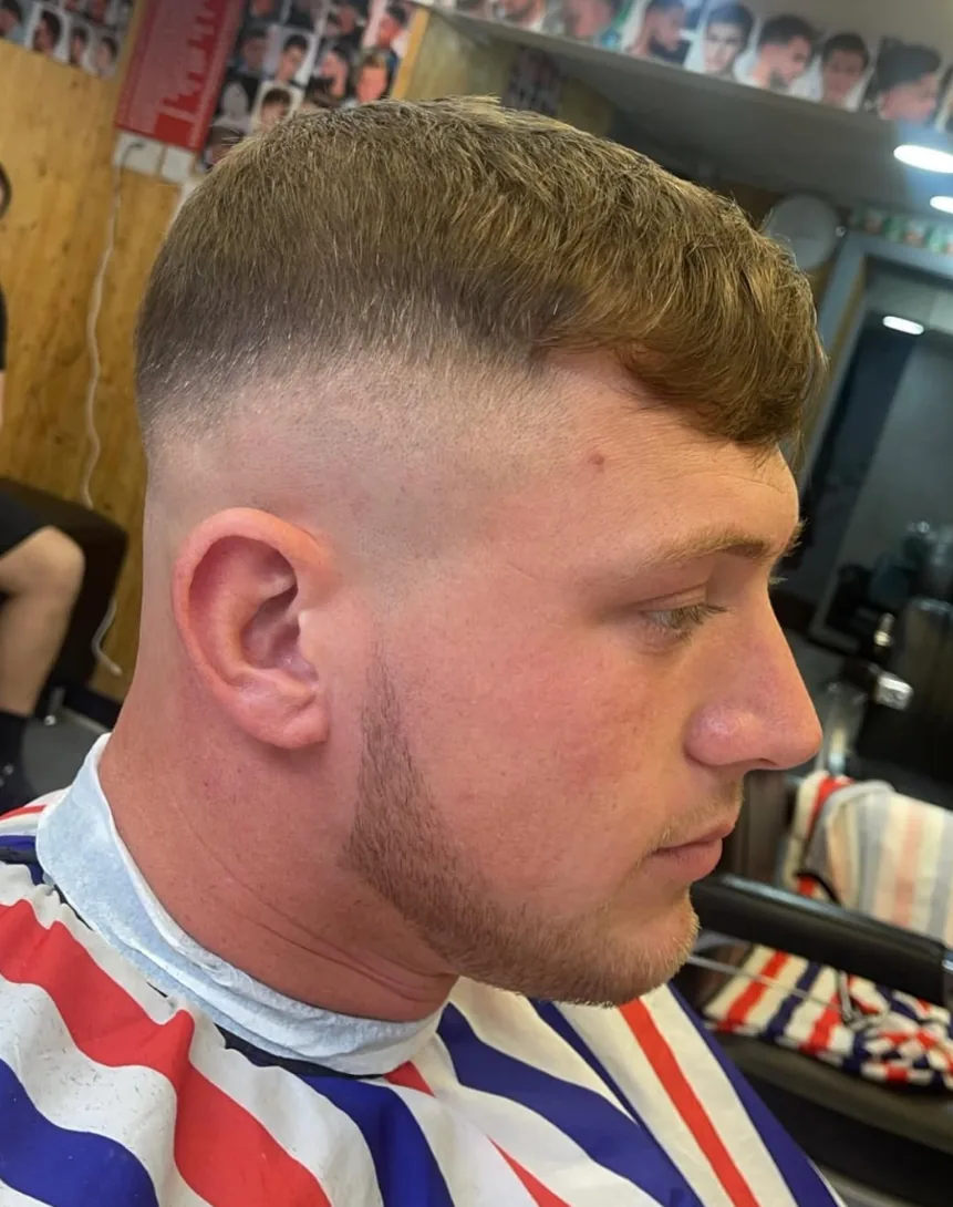 Close-up of a fresh taper fade